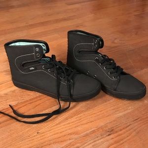 Black exterior/Mint Green interior Vans High-Tops